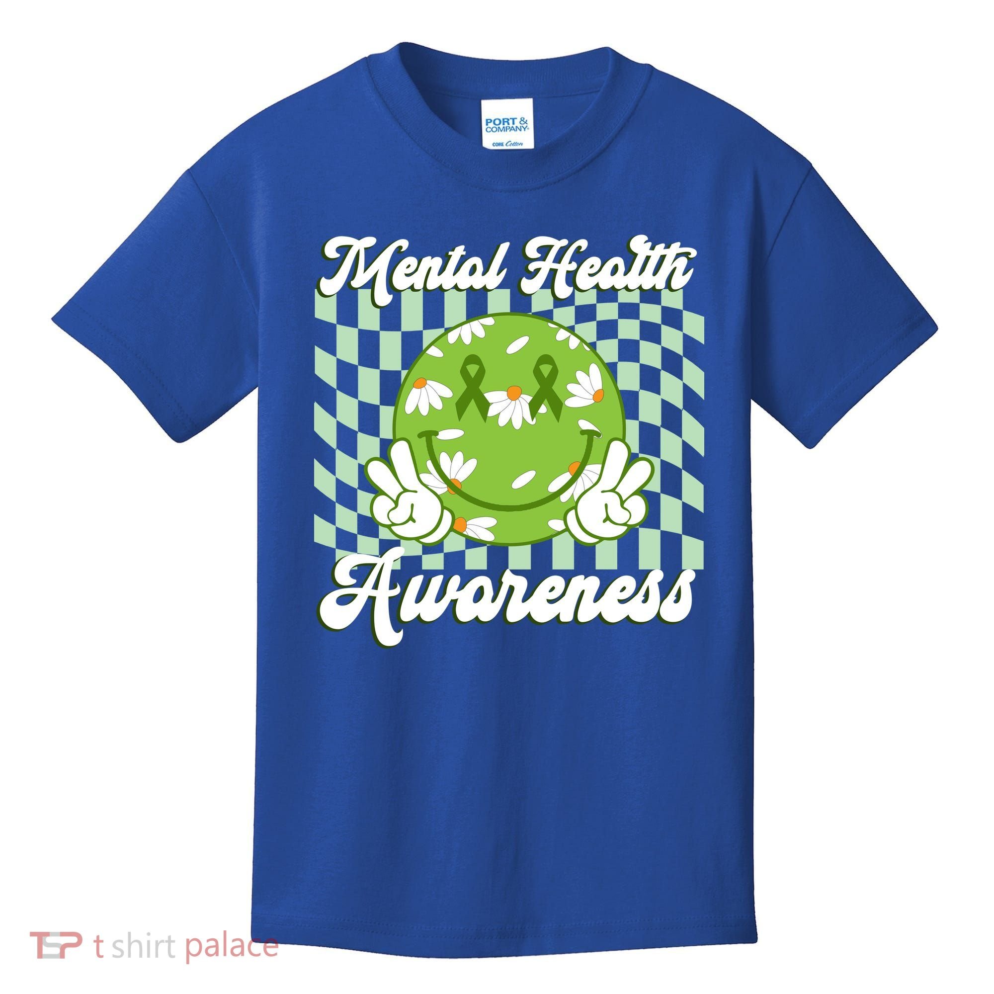 Mental Health Awareness Smile Face Groovy Kids T-Shirt