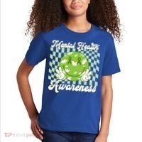 Mental Health Awareness Smile Face Groovy Kids T-Shirt thumb 2