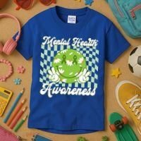Mental Health Awareness Smile Face Groovy Kids T-Shirt thumb 3