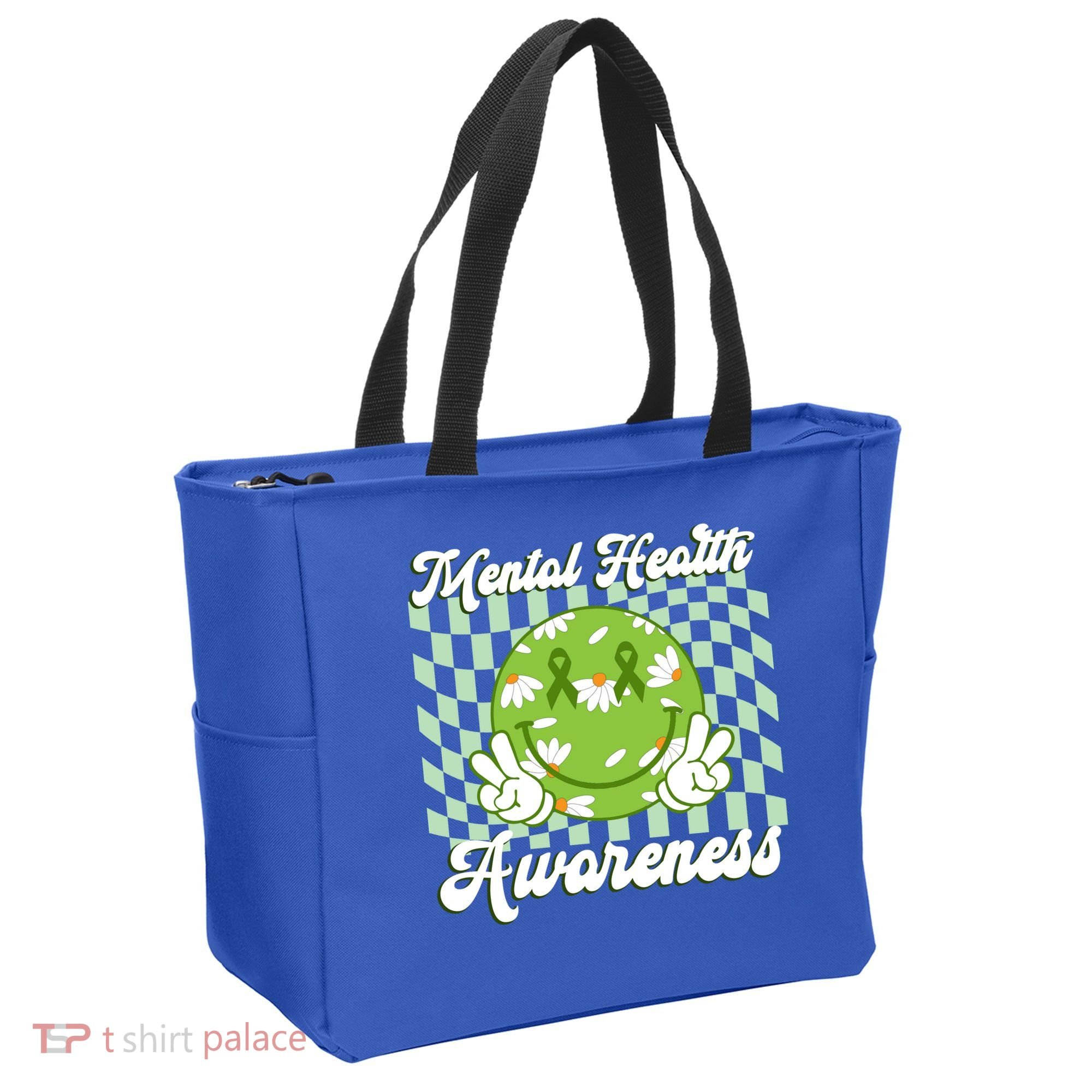 Mental Health Awareness Smile Face Groovy Tote Bag