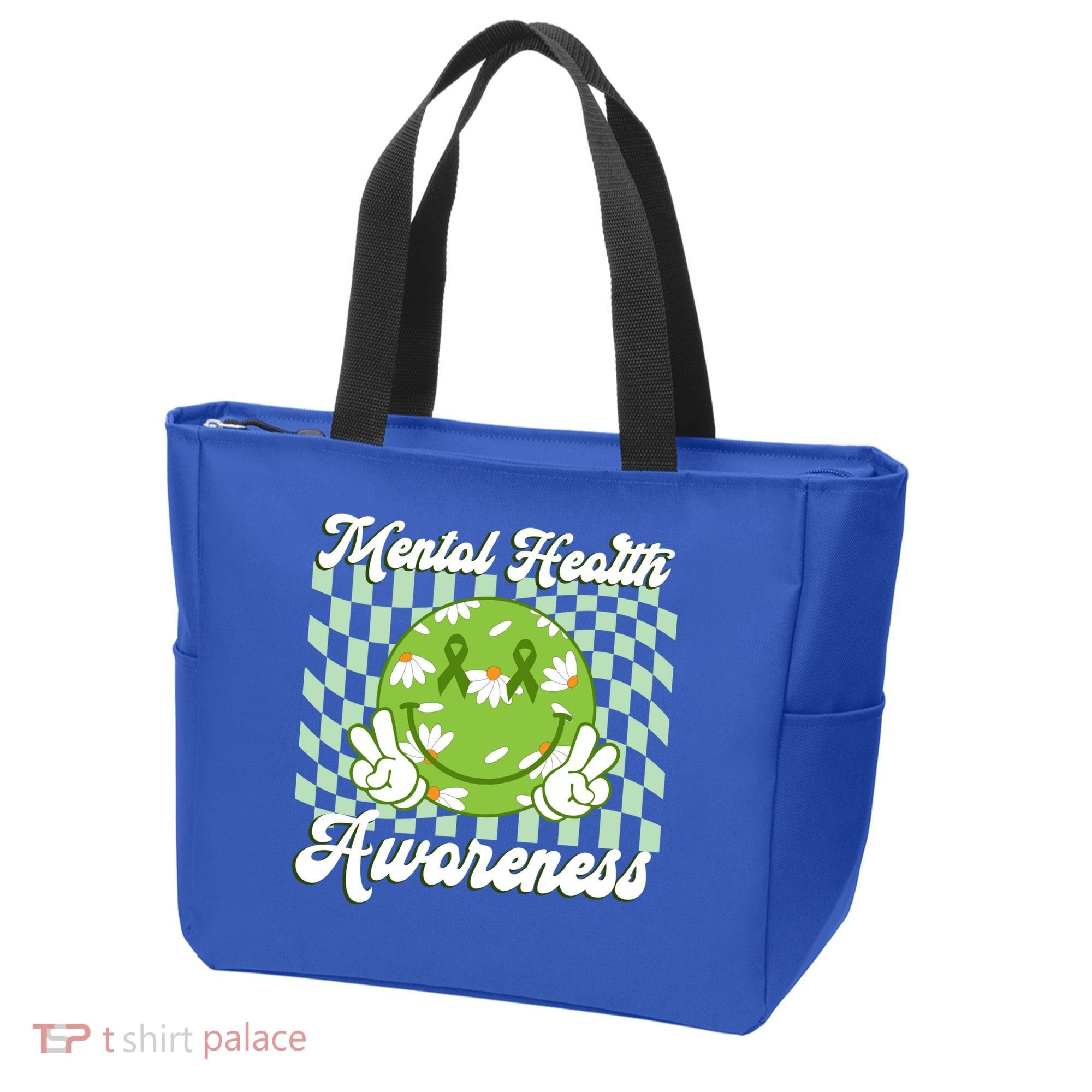Mental Health Awareness Smile Face Groovy Tote Bag