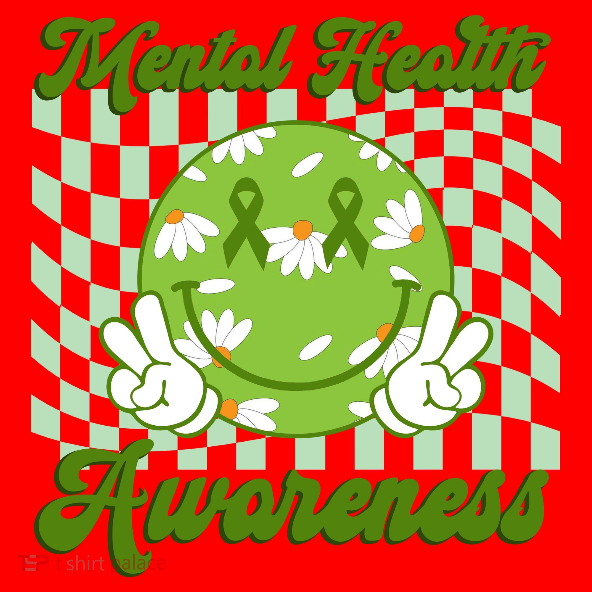 Mental Health Awareness Smile Face Groovy Santa Hat