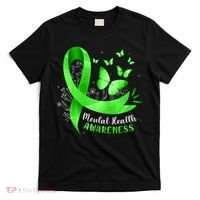 Mental Health Awareness Butterfly Green Ribbon  T-Shirt thumb 0