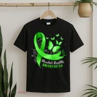 Mental Health Awareness Butterfly Green Ribbon  T-Shirt thumb 2