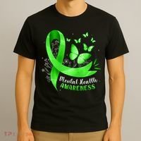 Mental Health Awareness Butterfly Green Ribbon  T-Shirt thumb 3
