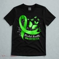 Mental Health Awareness Butterfly Green Ribbon  T-Shirt thumb 5