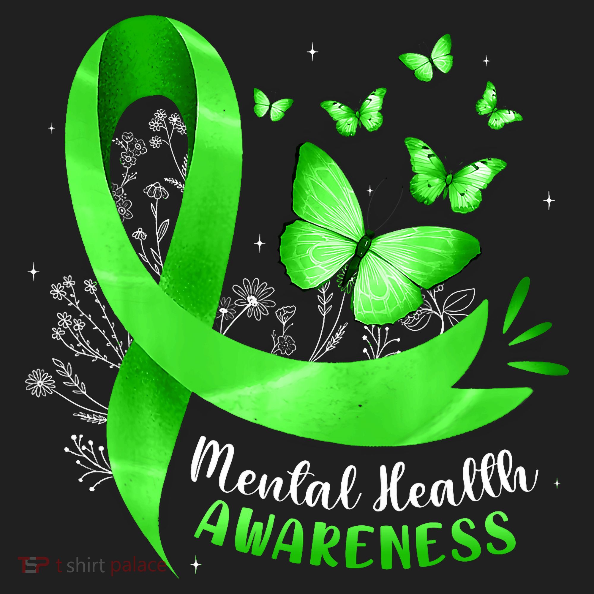 Mental Health Awareness Butterfly Green Ribbon  Beanie