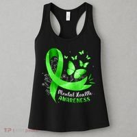 Mental Health Awareness Butterfly Green Ribbon  Women's Tank Top thumb 3
