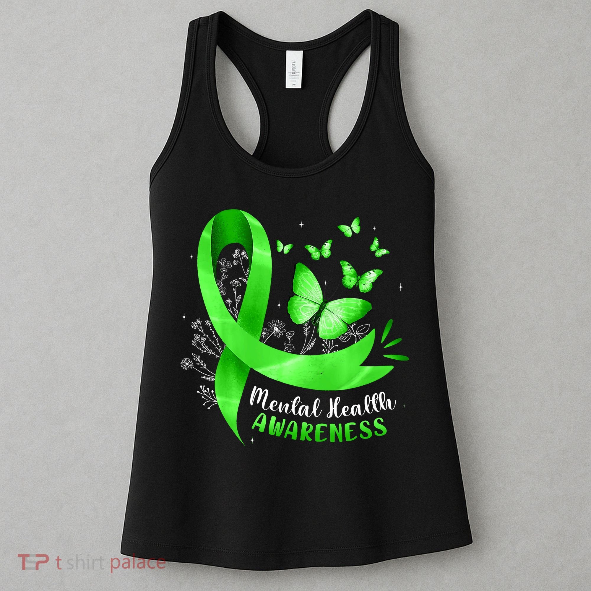 Mental Health Awareness Butterfly Green Ribbon  Women's Tank Top