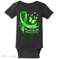 Mental Health Awareness Butterfly Green Ribbon  Baby Bodysuit thumb 0