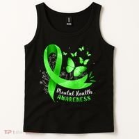 Mental Health Awareness Butterfly Green Ribbon  Tank Top thumb 2