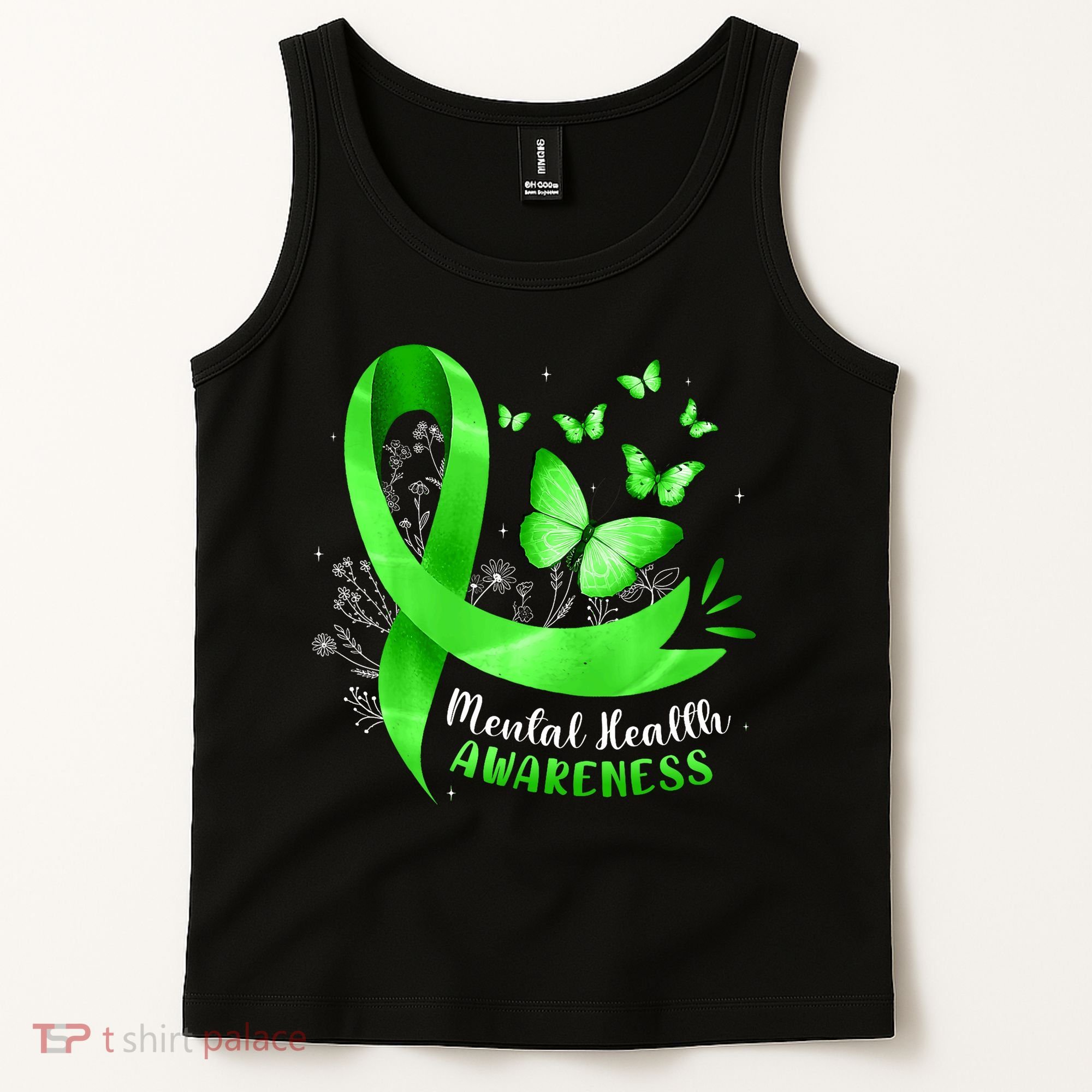 Mental Health Awareness Butterfly Green Ribbon  Tank Top