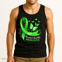 Mental Health Awareness Butterfly Green Ribbon  Tank Top thumb 3