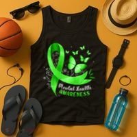 Mental Health Awareness Butterfly Green Ribbon  Tank Top thumb 4