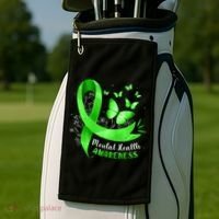 Mental Health Awareness Butterfly Green Ribbon  Golf Towel thumb 2