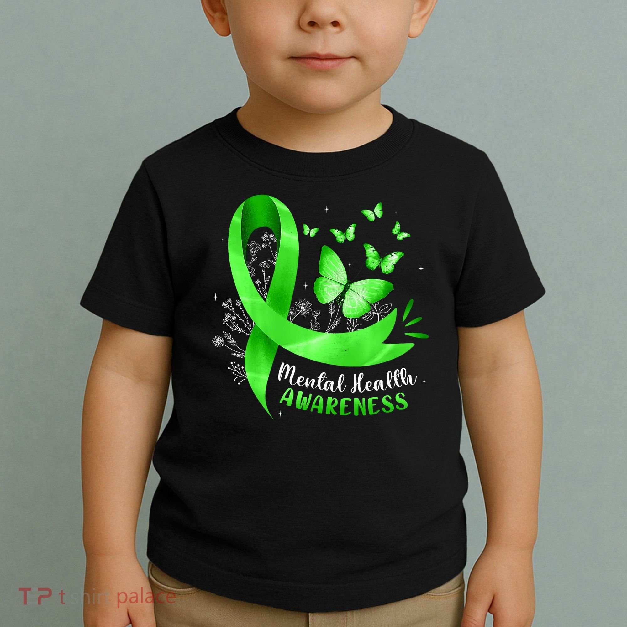 Mental Health Awareness Butterfly Green Ribbon  Toddler T-Shirt