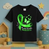 Mental Health Awareness Butterfly Green Ribbon  Toddler T-Shirt thumb 3