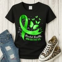 Mental Health Awareness Butterfly Green Ribbon  Women's T-Shirt thumb 3