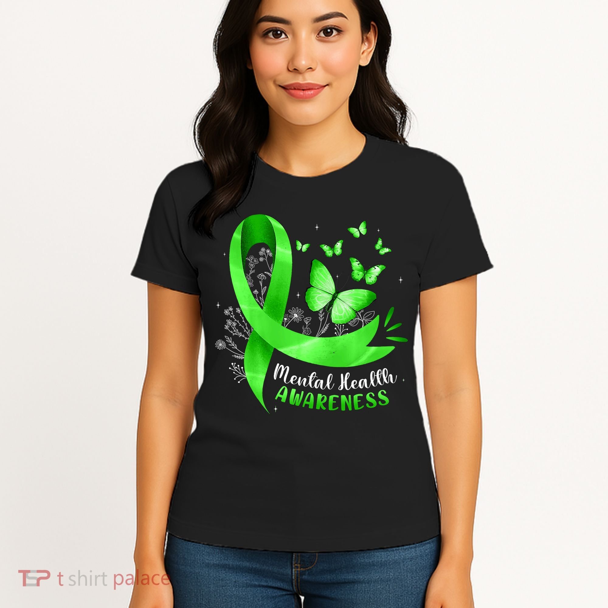 Mental Health Awareness Butterfly Green Ribbon  Women's T-Shirt