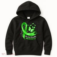 Mental Health Awareness Butterfly Green Ribbon  Kids Hoodie thumb 0