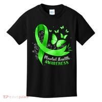 Mental Health Awareness Butterfly Green Ribbon  Kids T-Shirt thumb 0