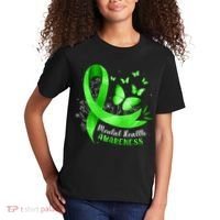 Mental Health Awareness Butterfly Green Ribbon  Kids T-Shirt thumb 2