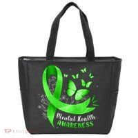 Mental Health Awareness Butterfly Green Ribbon  Tote Bag thumb 0