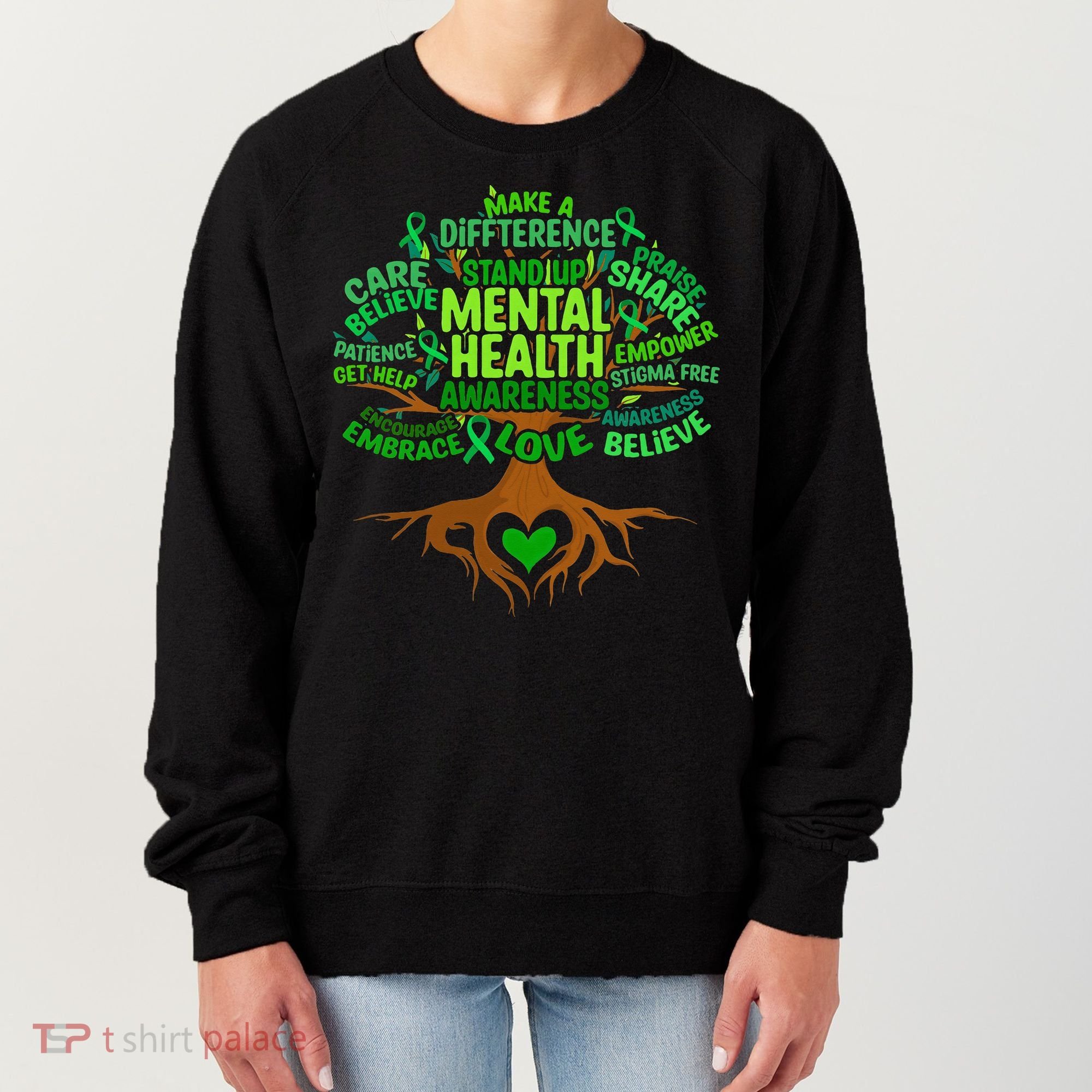 Mental Health Awareness Tree Drawing Word Women's Sweatshirt
