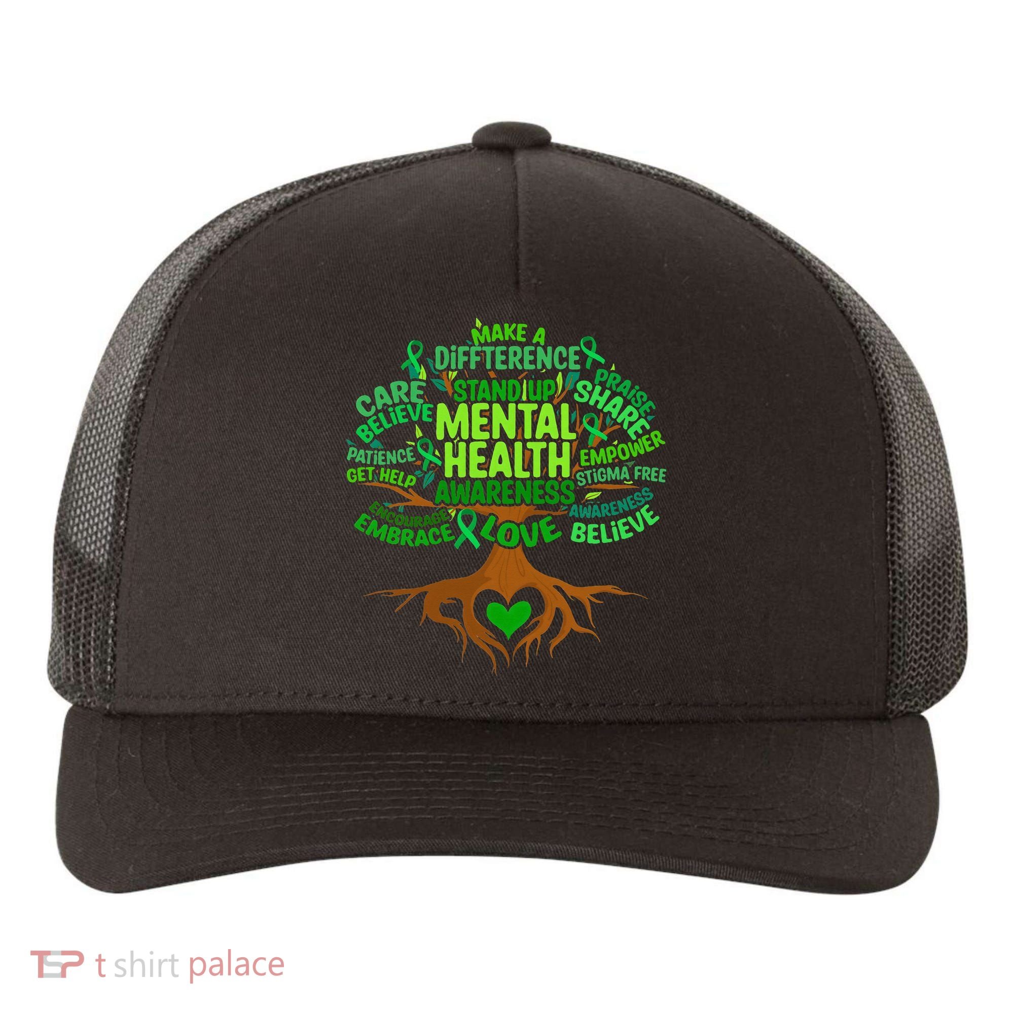 Mental Health Awareness Tree Drawing Word Yupoong Adult 5-Panel Trucker Hat