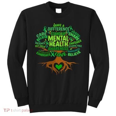 Mental Health Awareness Tree Drawing Word Sweatshirt