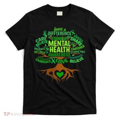 Mental Health Awareness Tree Drawing Word T-Shirt