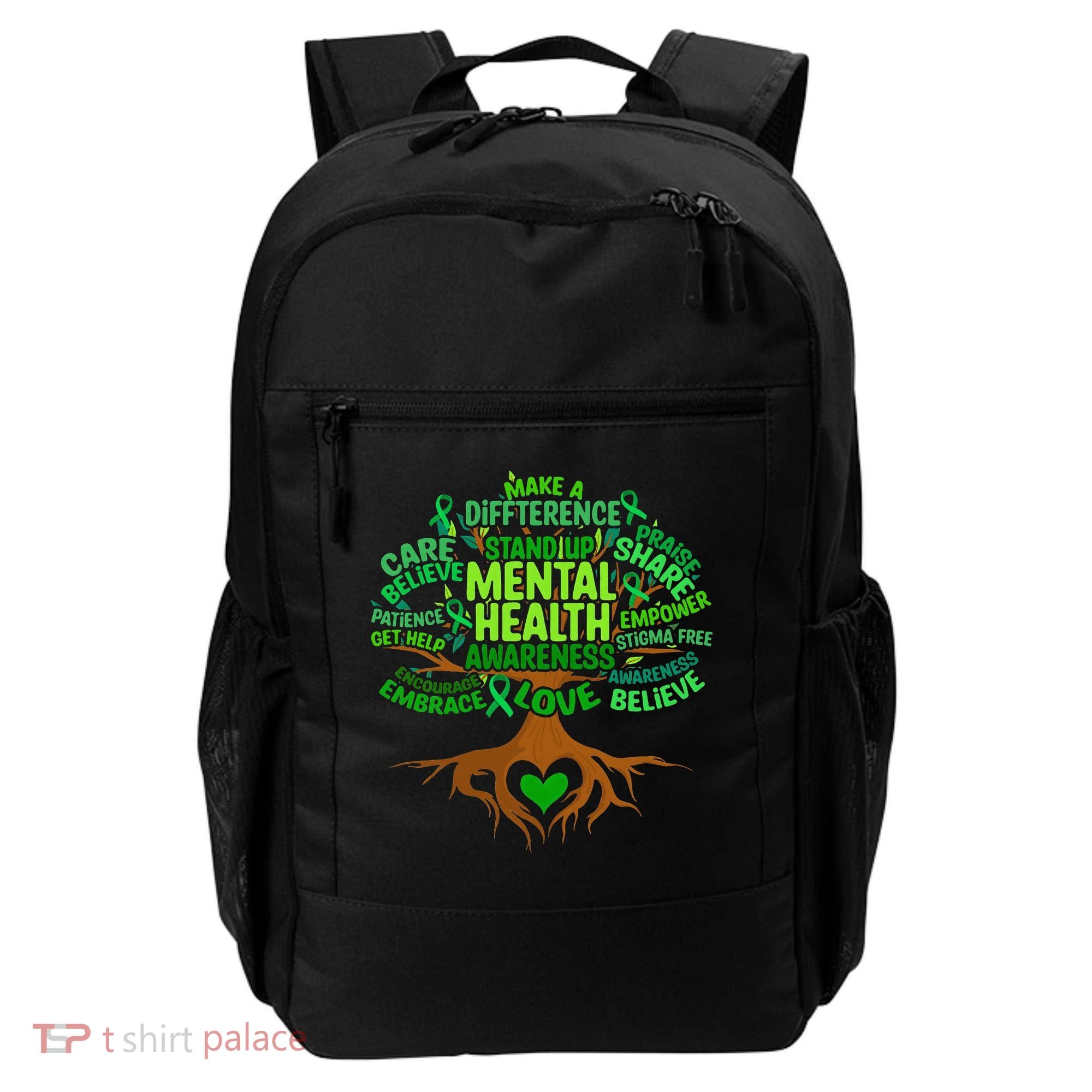 Mental Health Awareness Tree Drawing Word Backpack