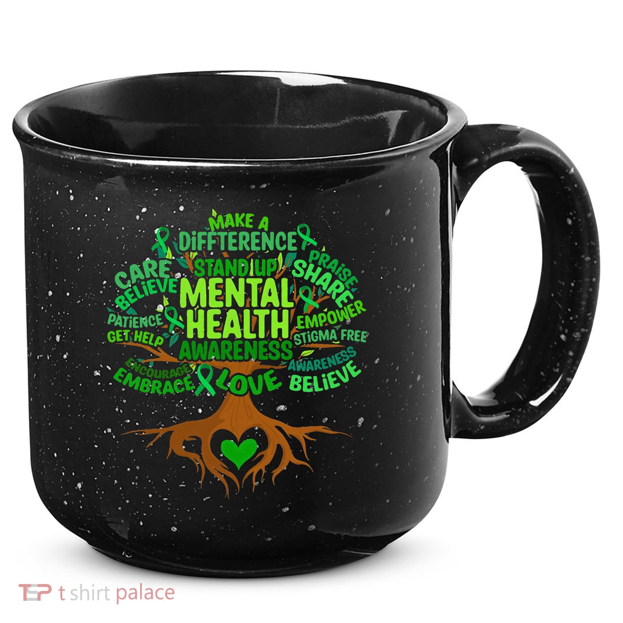 Mental Health Awareness Tree Drawing Word 15oz Campfire Ceramic Mug