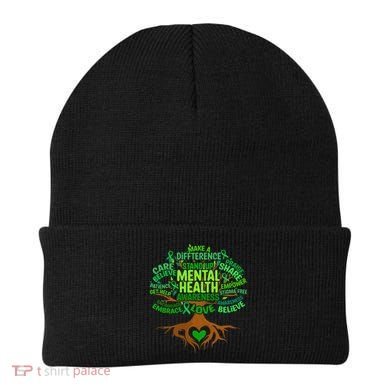 Mental Health Awareness Tree Drawing Word Beanie