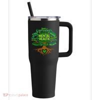 Mental Health Awareness Tree Drawing Word 40oz Vacuum Insulated Stainless Steel Travel Tumbler thumb 0
