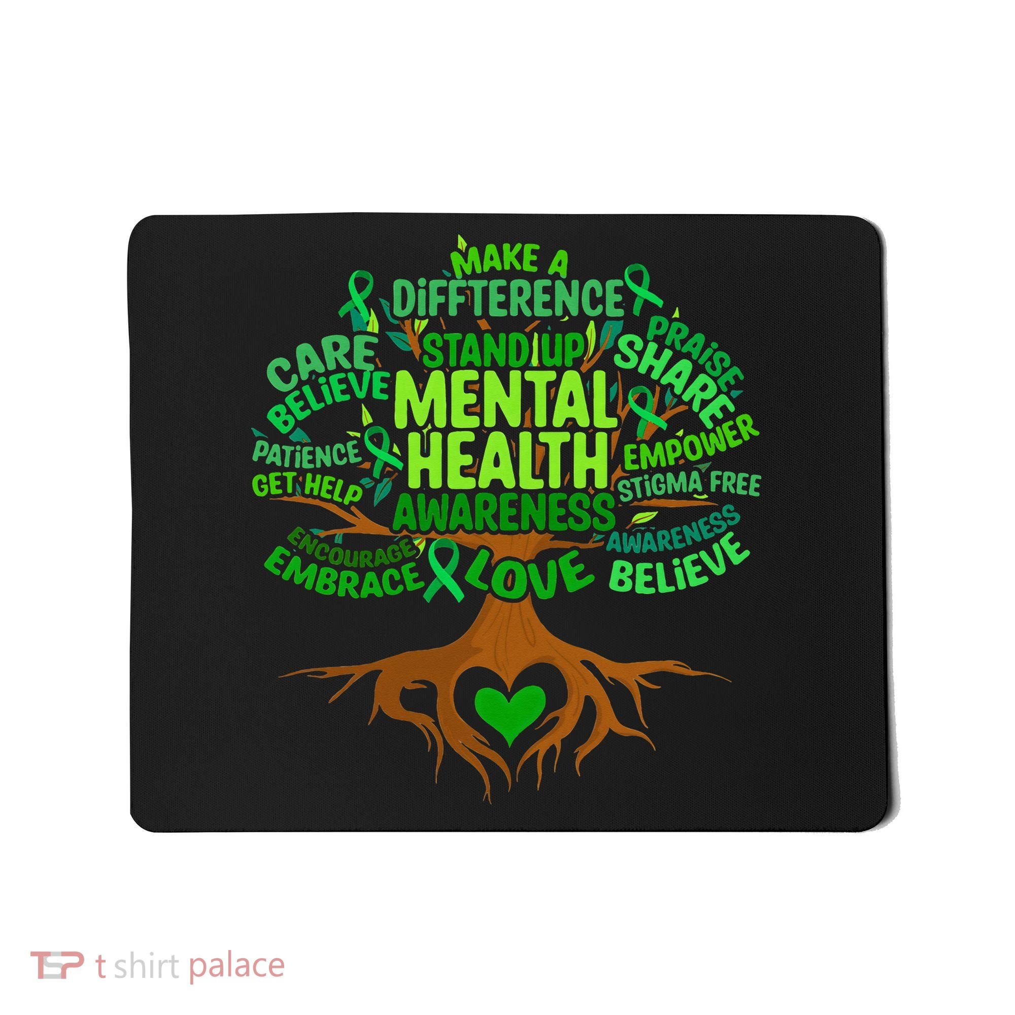 Mental Health Awareness Tree Drawing Word Mousepad