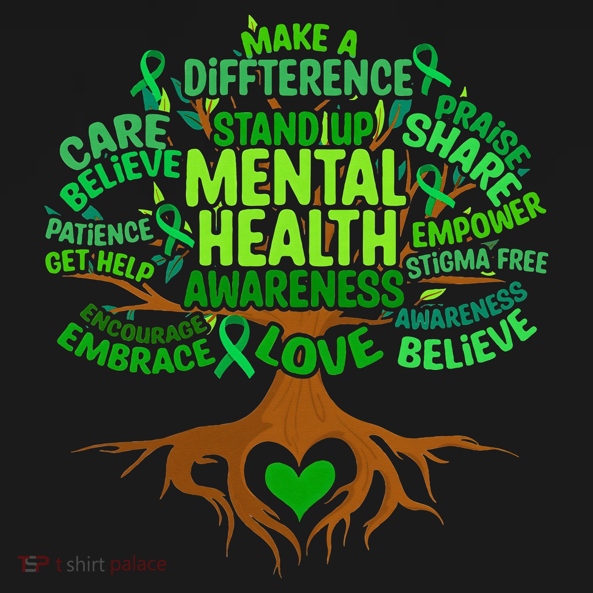 Mental Health Awareness Tree Drawing Word Mousepad