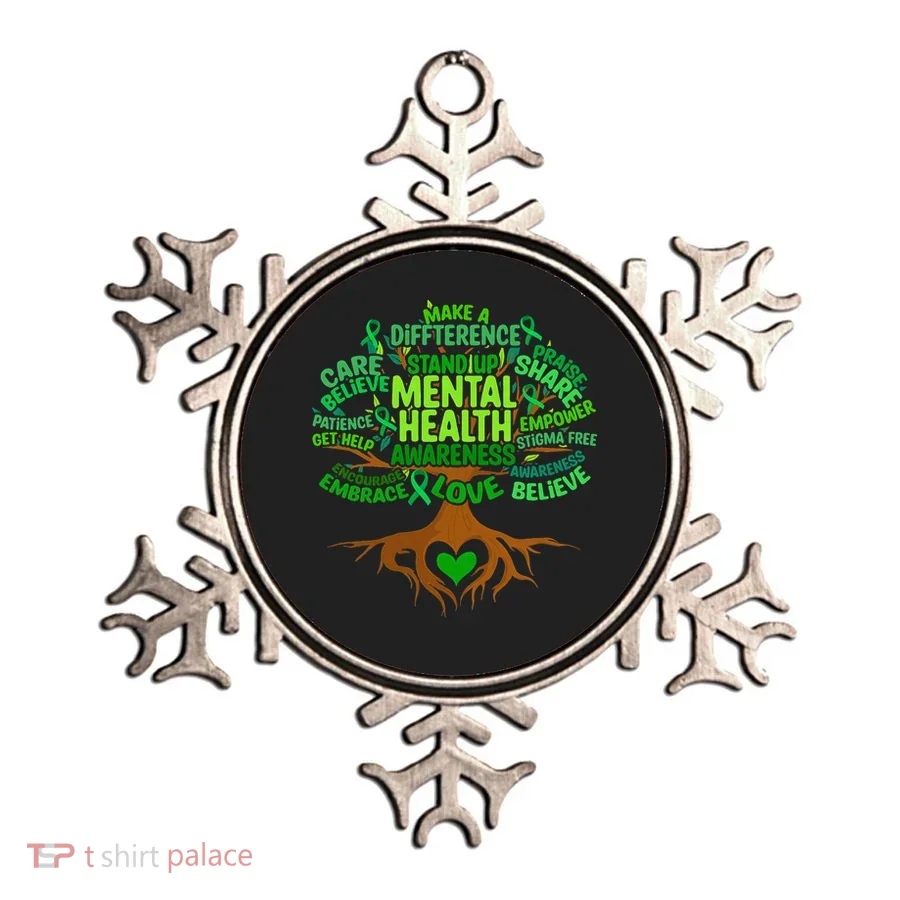 Mental Health Awareness Tree Drawing Word Ornament