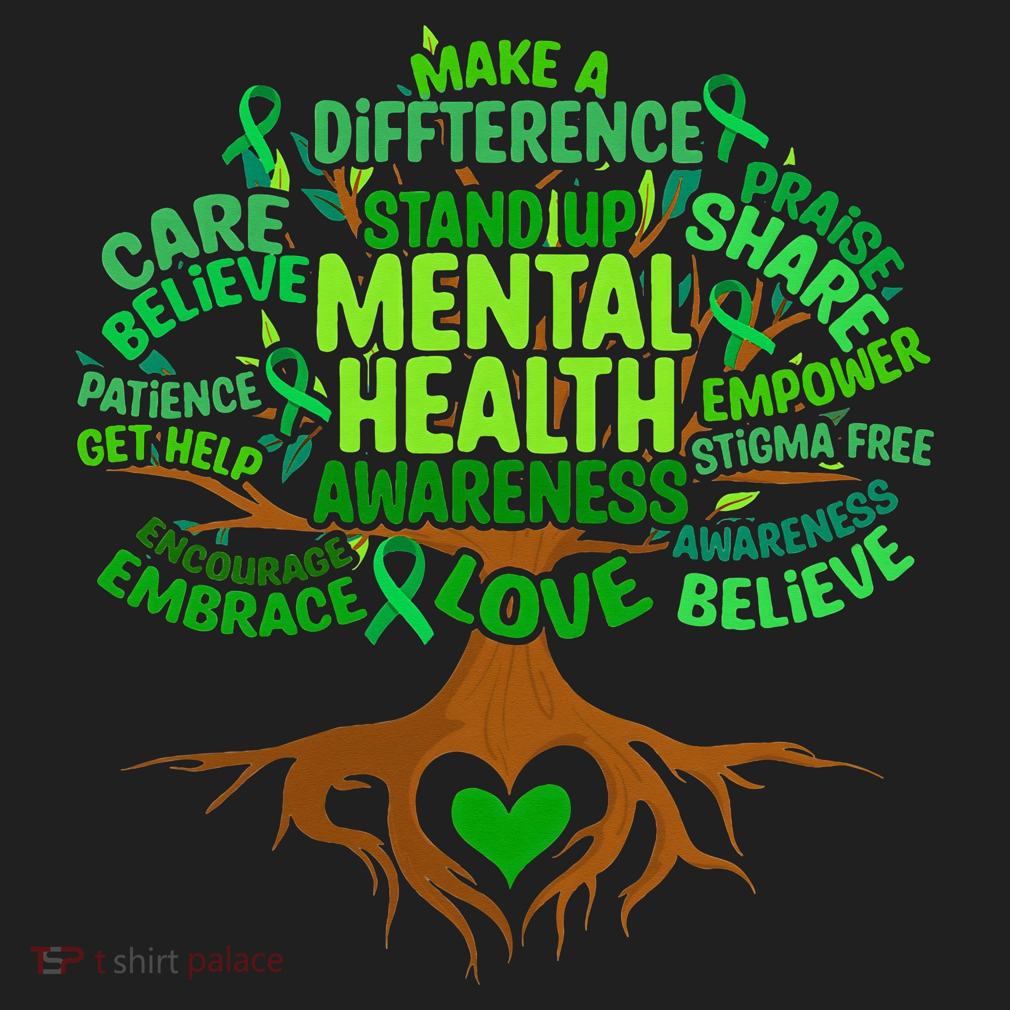 Mental Health Awareness Tree Drawing Word Hat