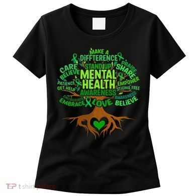 Mental Health Awareness Tree Drawing Word Women's T-Shirt