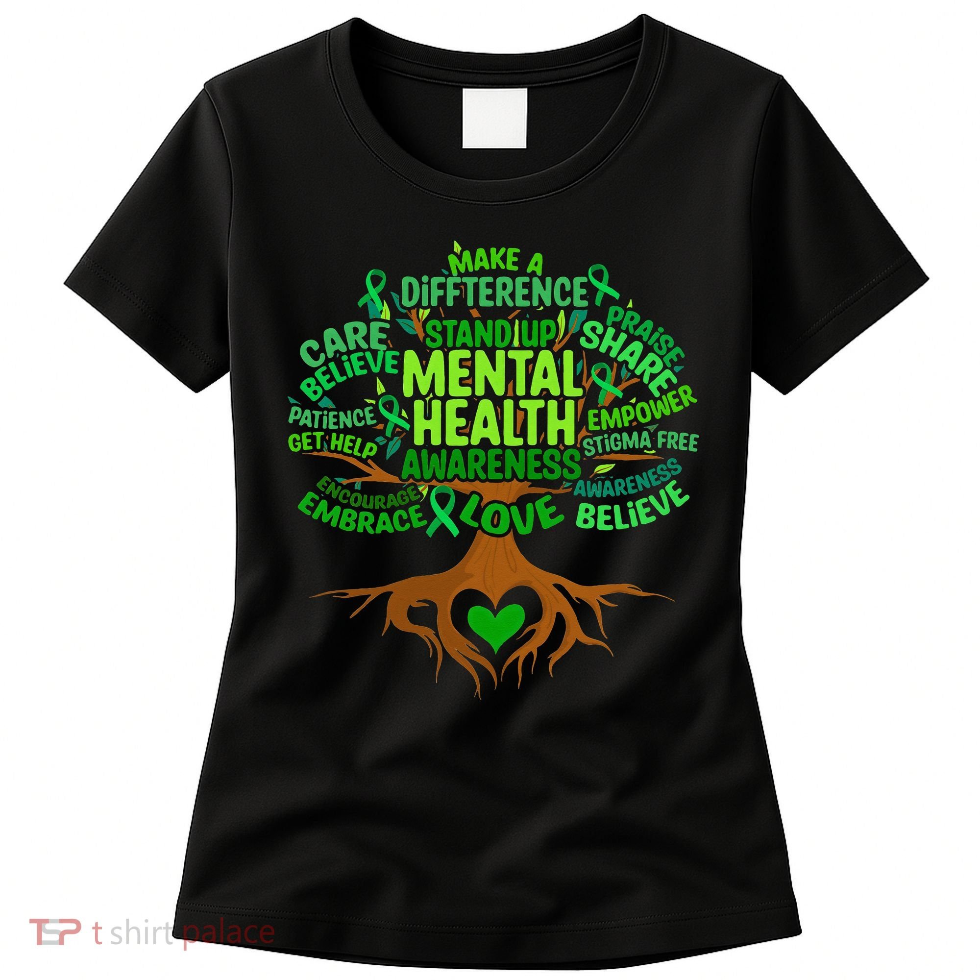 Mental Health Awareness Tree Drawing Word Women's T-Shirt
