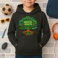 Mental Health Awareness Tree Drawing Word Kids Hoodie thumb 2