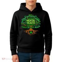 Mental Health Awareness Tree Drawing Word Kids Hoodie thumb 4