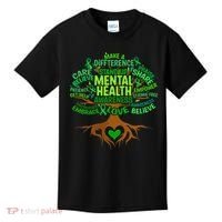 Mental Health Awareness Tree Drawing Word Kids T-Shirt thumb 0