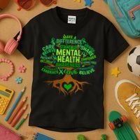 Mental Health Awareness Tree Drawing Word Kids T-Shirt thumb 3