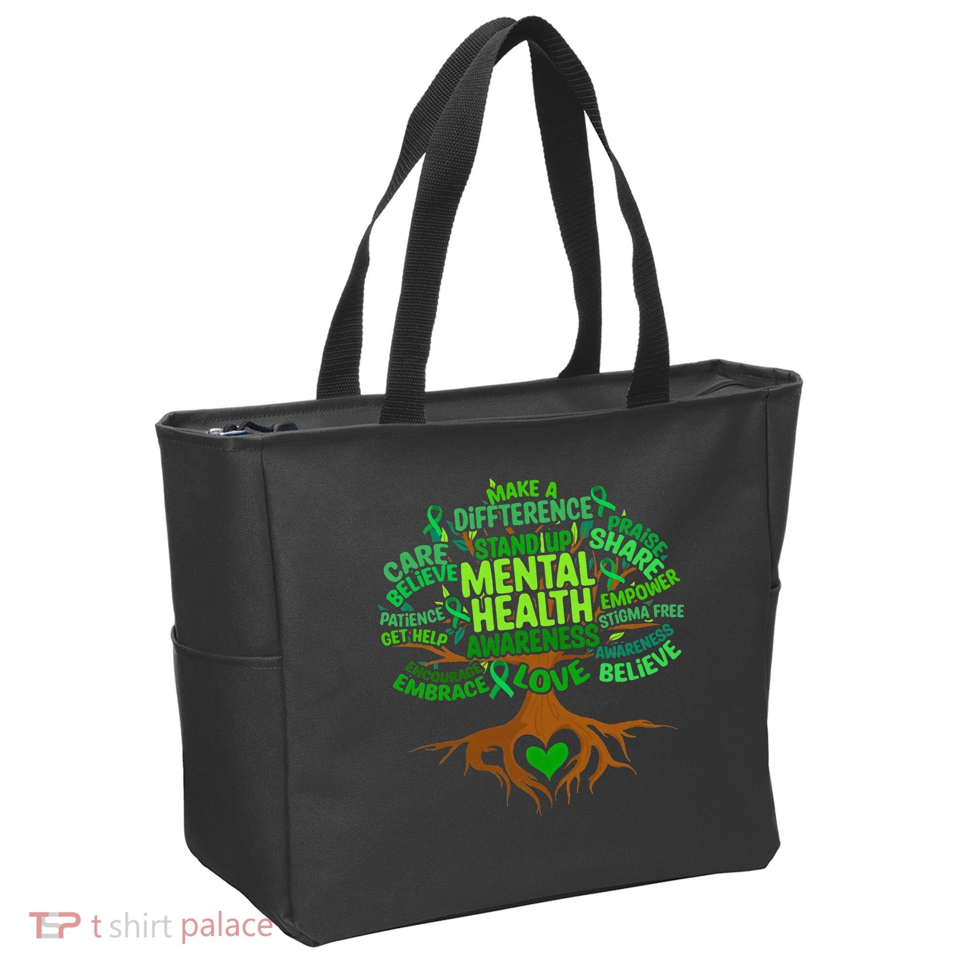 Mental Health Awareness Tree Drawing Word Tote Bag