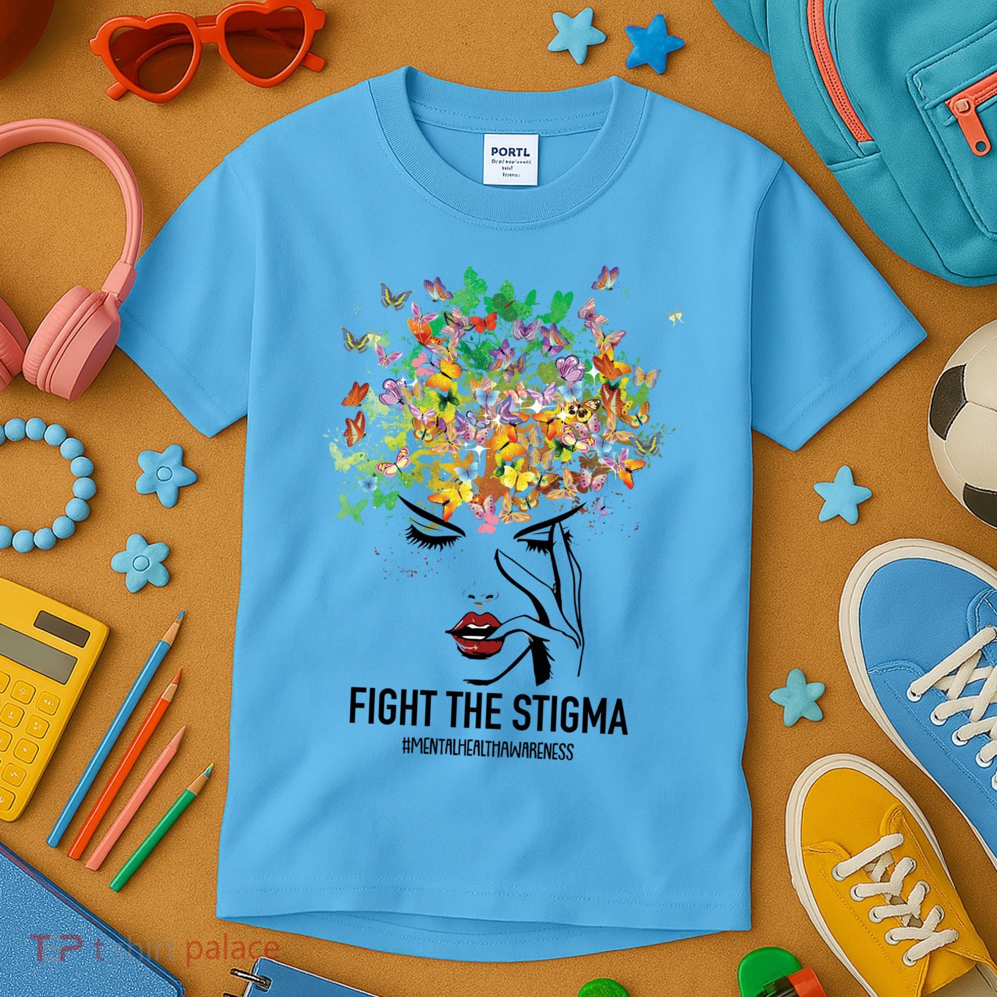 Mental Health Awareness Month Fight The Stigma Positive Gift Kids T-Shirt