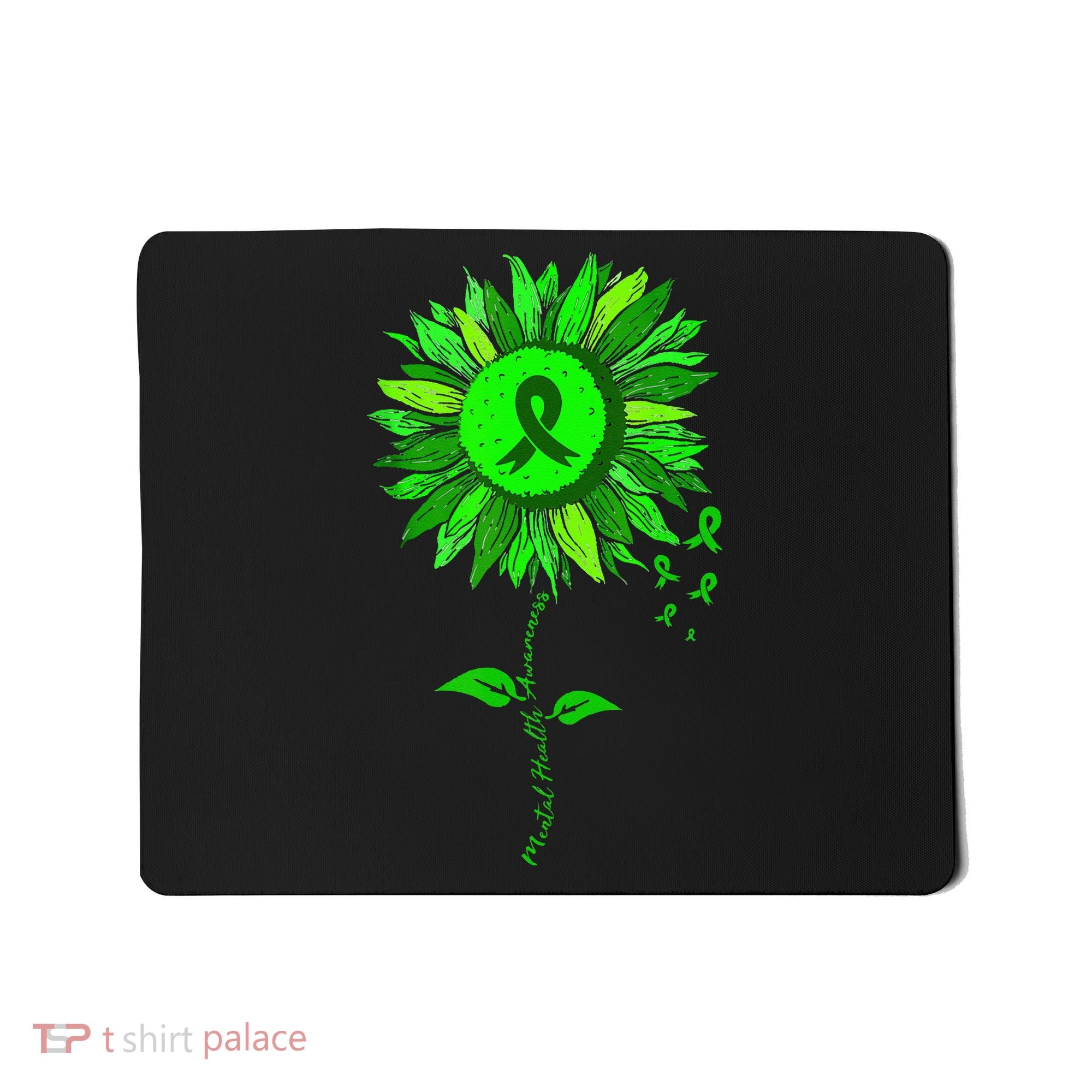 Mental Health Awareness Sunflower Green Ribbon Stigma Mousepad