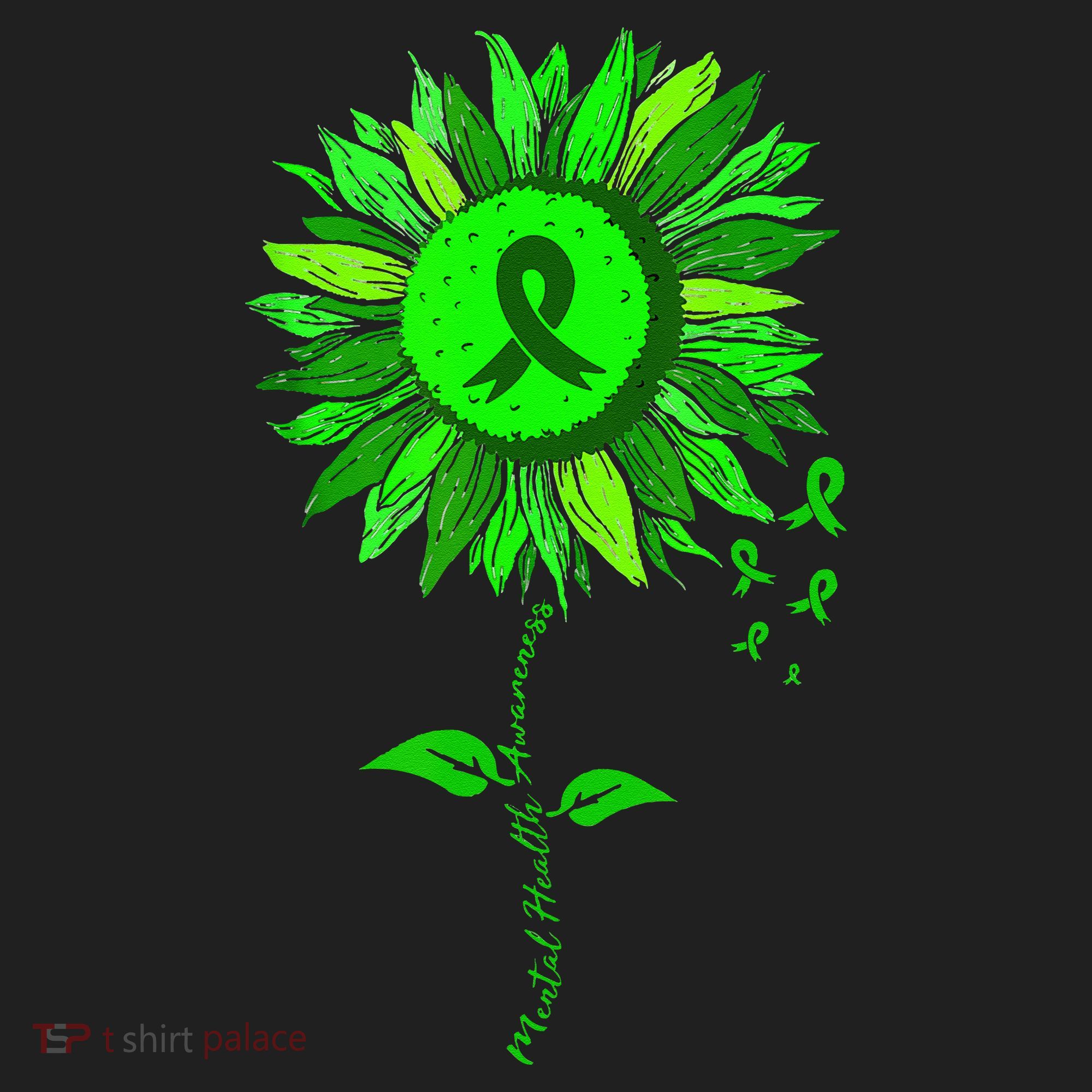 Mental Health Awareness Sunflower Green Ribbon Stigma Golf Towel