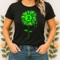 Mental Health Awareness Sunflower Green Ribbon Stigma Women's T-Shirt thumb 2